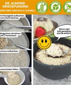 Zubereitung Grießpudding low-carb glutenfrei keto - Grießbrei ohne Stärke zuckerfrei laktosefrei vegan