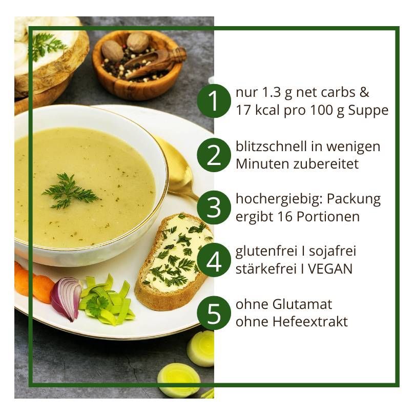 Suppentraum Gemüsegarten Tütensuppe low-carb glutenfrei keto vegan