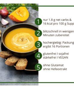 Suppentraum Kürbis & Ingwer Tütensuppe low-carb glutenfrei keto vegan