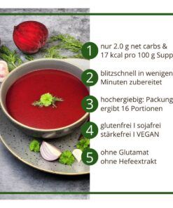 Suppentraum Rote-Bete & Feine Kräuter Tütensuppe low-carb glutenfrei keto vegan