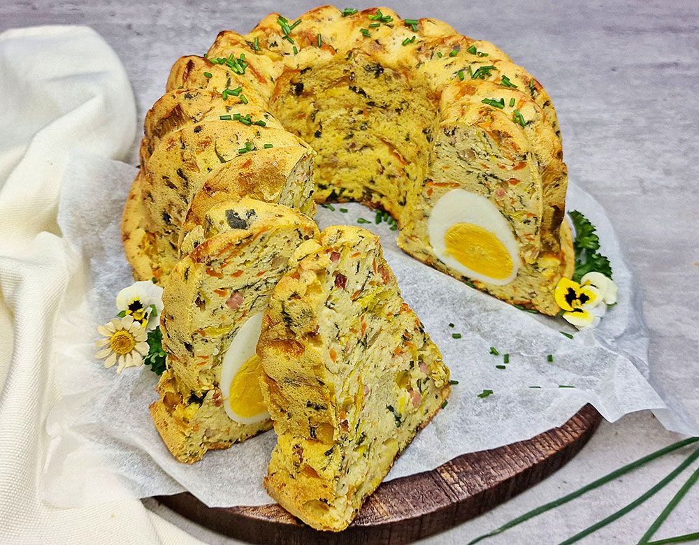 Rezept Karotten-Lauch-Spinat-Guglhupf lowcarb keto glutenfrei