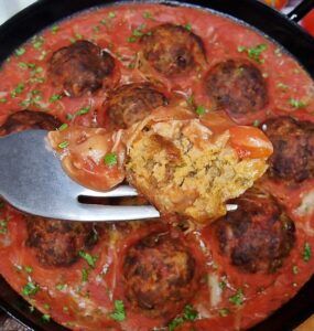 Rezept Überbackene Tomaten Hackfleischbällchen lowcarb keto glutenfrei