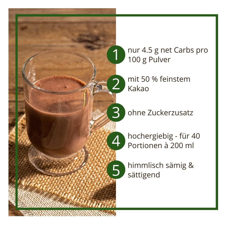 Trinkschokolade CLASSIC Trinkkakao Kakaopulver | low-carb keto | ohne Zuckerzusatz – Bild 2