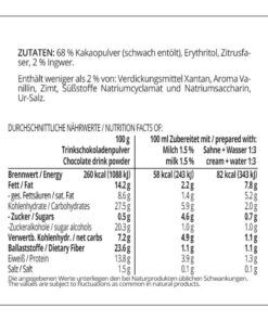 Trinkschokolade INGWER - Trinkkakao Kakaopulver low-carb keto glutenfrei sojafrei