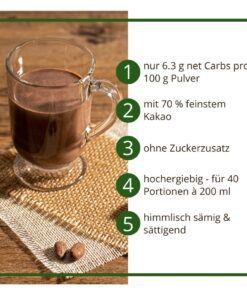 Trinkschokolade KAKAO DELUXE - Trinkkakao Kakaopulver low-carb keto glutenfrei sojafrei