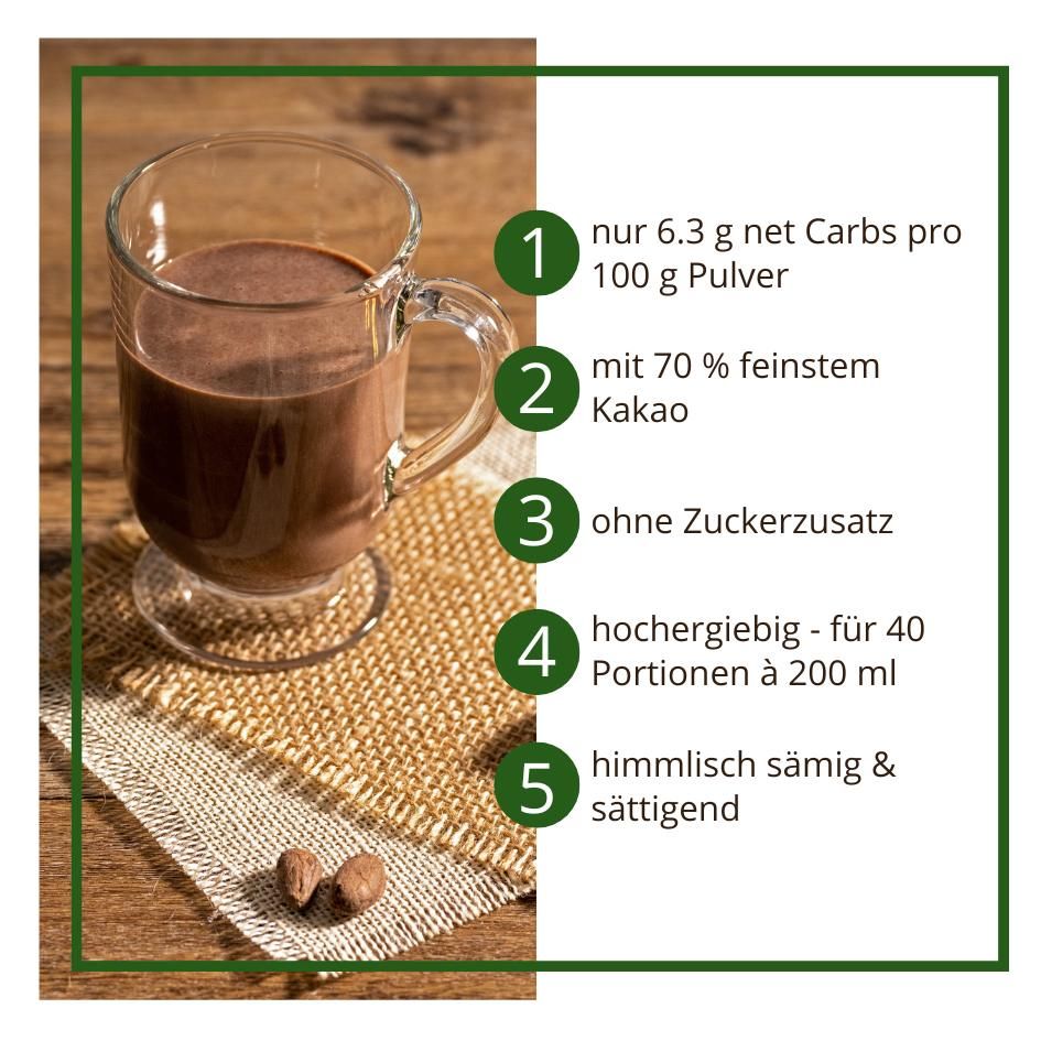 Trinkschokolade KAKAO DELUXE - Trinkkakao Kakaopulver low-carb keto glutenfrei sojafrei