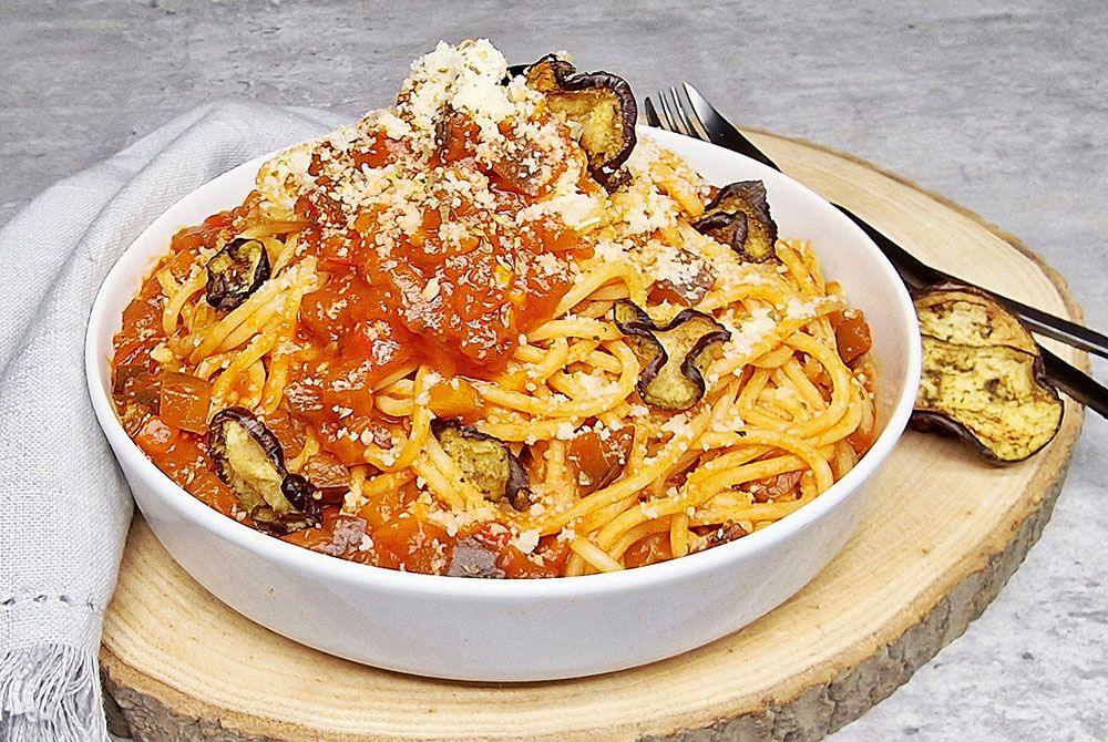 Rezept Auberginen Tomaten Pasta low-carb keto glutenfrei