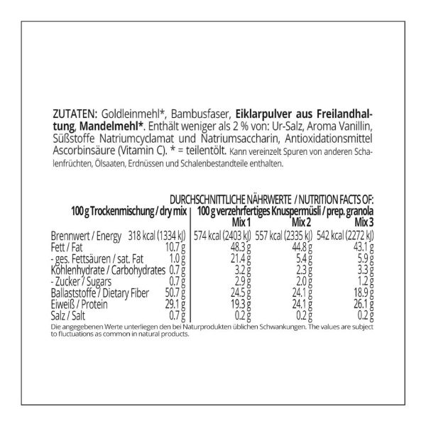 Müslizauber PUR | Basis für Knuspermüsli Granola low carb glutenfrei keto