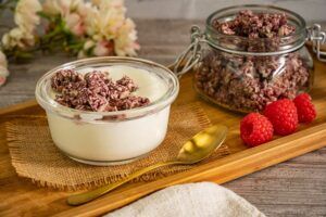 Rezept Müsli-Knuspermüsli Himbeer-Joghurt low-carb keto glutenfrei