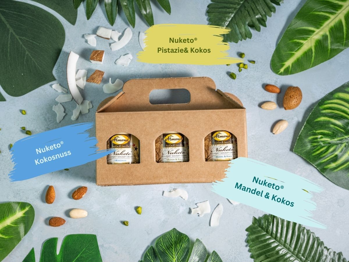 Probierset Nuketo KOKOSVARIATIONEN Gourmet Nougat-Creme low carb keto | 3 Sorten Aufstrich | ohne Zuckerzusatz | ohne Palmöl – Bild 3