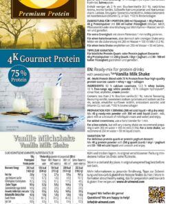 Protein MILCHSHAKE Vanille Proteinshake Ketoshake Proteinpulver - Etikett