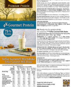 Protein MILCHSHAKE Toffee-Karamell Proteinshake Ketoshake Proteinpulver - Etikett