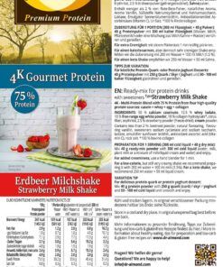 Protein MILCHSHAKE Erdbeer Proteinshake Ketoshake Proteinpulver - Etikett