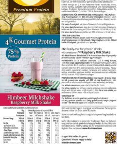 Protein MILCHSHAKE Himbeer Proteinshake Ketoshake Proteinpulver - Etikett